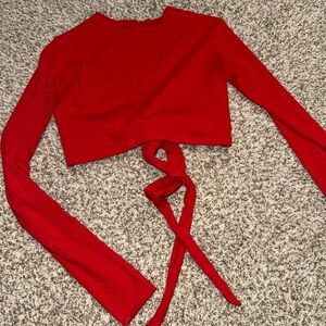 Chic Red Tie-Front Crop Top